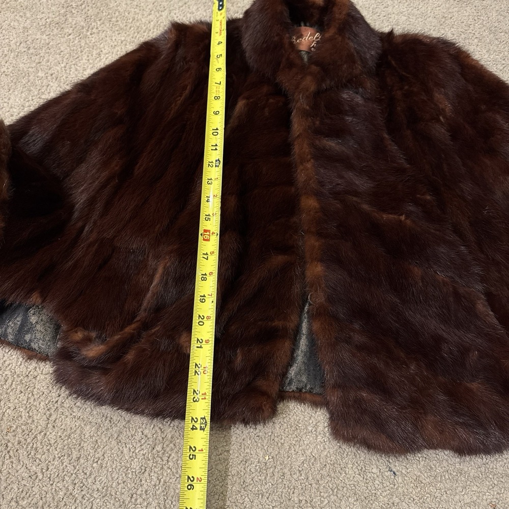 Vintage 1950s Bedell's Furs Mink Jacket Mahogany Brown Shawl Collar Coat - Picture 8 of 11